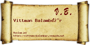 Vittman Balambér névjegykártya